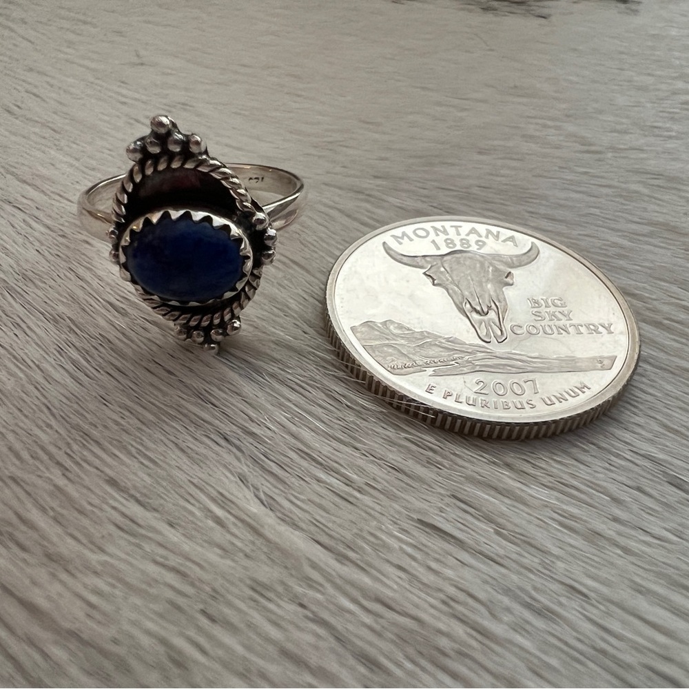 ❤️ Lapis Lazuli Oxidized Sterling Silver Size 5.5 Southwestern Ring 2.7 Gram - Picture 9 of 14